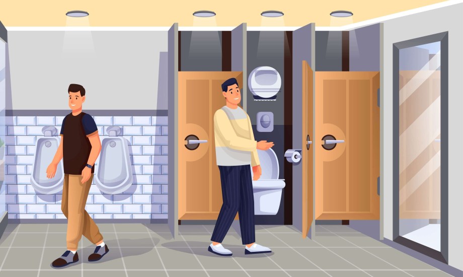 النظافة الشخصية للرجال في المرحاض بالعمل